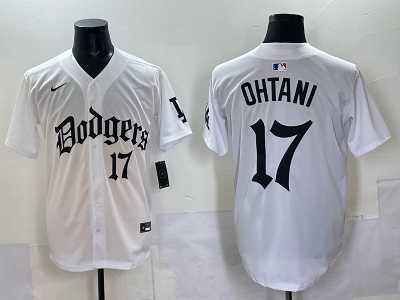 Men Los Angeles Dodgers #17 Ohtani white Nike 2025 MLB jersey 001